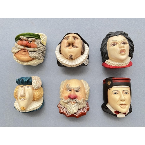 118 - Six boxed Bossons Shakespeare Collection hand painted chalkware head wall plaques comprising Portia,... 