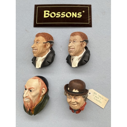 110 - Four Bossons hand painted chalkware head wall plaques comprising 