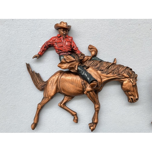 108 - Two Bossons Fraser Art Copper Collection wall plaques, one Rodeo and one Bronco