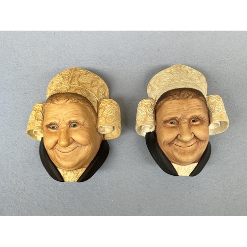 91 - Two boxed 1982 Bossons Bretonne Lady hand painted chalkware head wall plaques, one sample - signed W... 