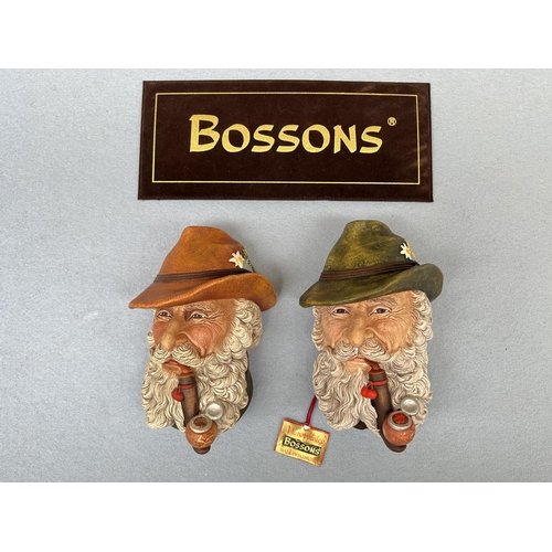 89 - Two boxed Bossons Tyrolean hand painted chalkware head wall plaques to include 1995 special painted ... 