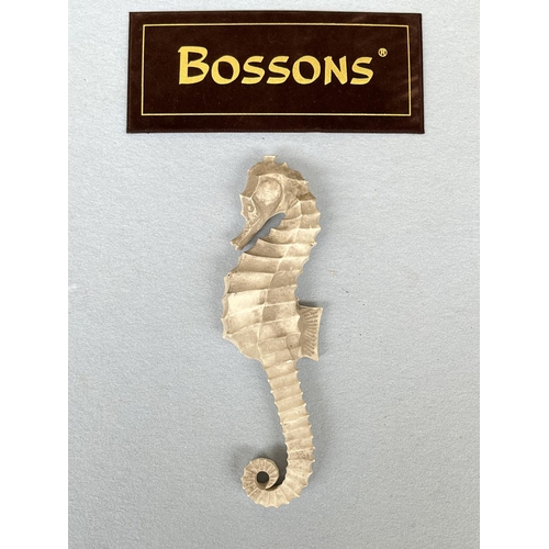 85 - A boxed Bossons Seahorse unpainted chalkware wall plaque - approx. 24cm high