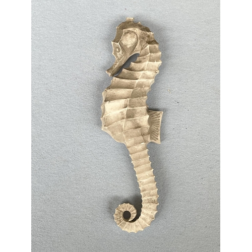 85 - A boxed Bossons Seahorse unpainted chalkware wall plaque - approx. 24cm high