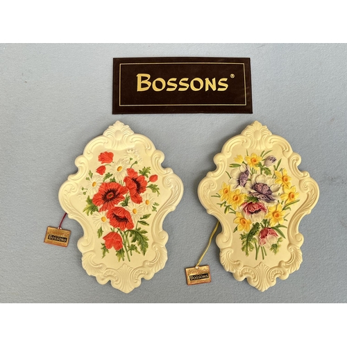 78 - Two boxed Bossons Rococo style floral plaques, one Poppies and one Anemones