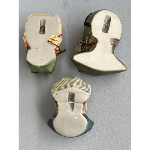75 - Three boxed Bossons hand painted chalkware head wall plaques comprising 1996 Cossack, 1992 Steam Rai... 