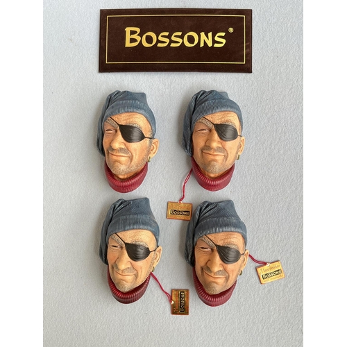62 - Four boxed Bossons Smuggler special painted version chalkware head wall plaques