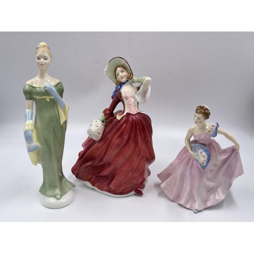 30 - Three Royal Doulton figurines comprising Lorna HN 2311, Invitation HN 2170 and Autumn Breezes HN 193... 
