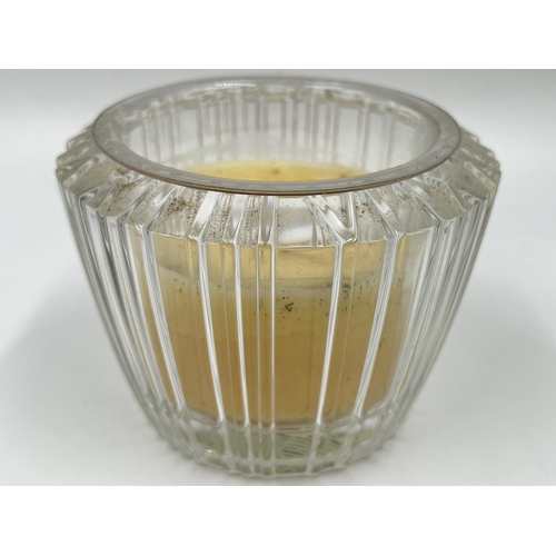 34 - A Tiffany & Co. crystal candle holder with Roman numeral pattern - approx. 8cm high x 10cm diameter