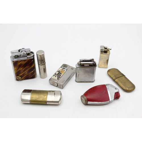 1335 - Eight assorted vintage lighters to include IMCO, Polo, musical etc.