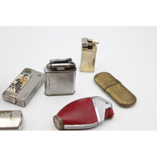 1335 - Eight assorted vintage lighters to include IMCO, Polo, musical etc.