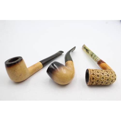 1337 - Three vintage Meerschaum Estate smoking pipes