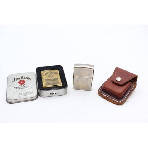 1338 - Two Zippo advertising cigarette lighters, one Jim Beam and one Marlboro