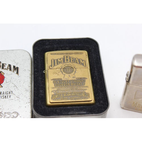 1338 - Two Zippo advertising cigarette lighters, one Jim Beam and one Marlboro