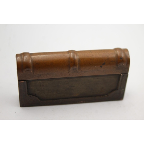 1339 - An antique brass novelty book petrol cigarette lighter with folding case - approx. 6cm x 3cm