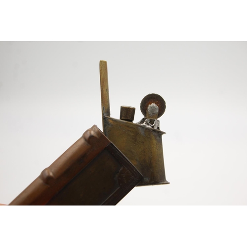 1339 - An antique brass novelty book petrol cigarette lighter with folding case - approx. 6cm x 3cm