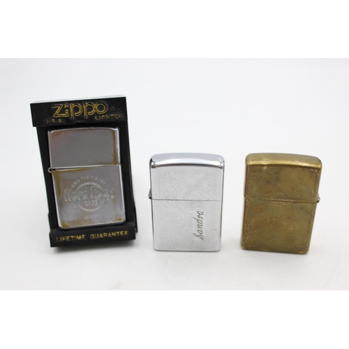 1341 - Three Zippo cigarette lighters