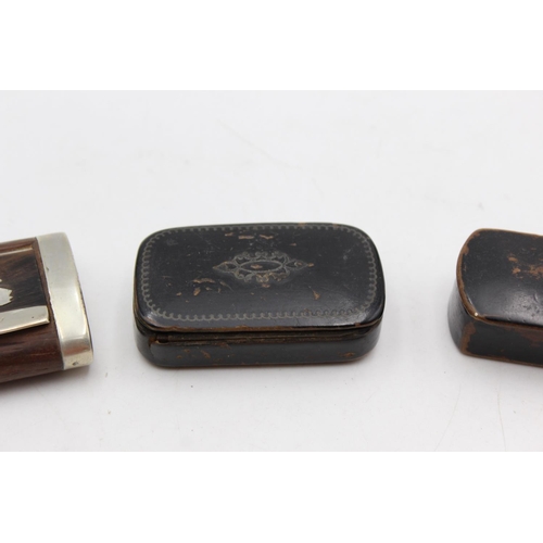 1345 - Three antique and vintage snuff boxes, French rosewood and white metal with 'La San-Claudienne Depos... 