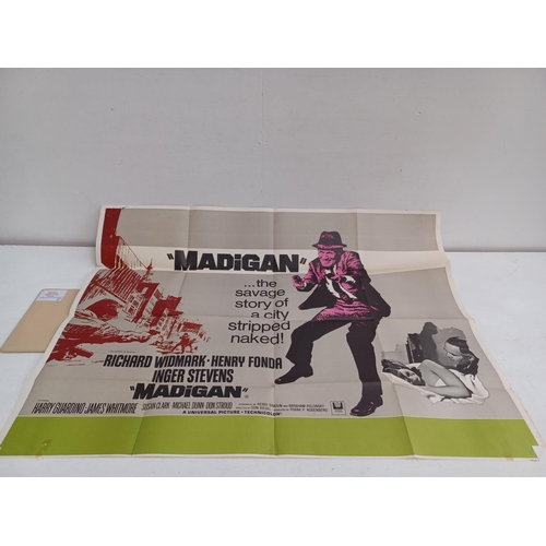 518 - Five folded vintage movie posters, Bedtime Story, PT109, Barabbas, Madigan and Topkapi