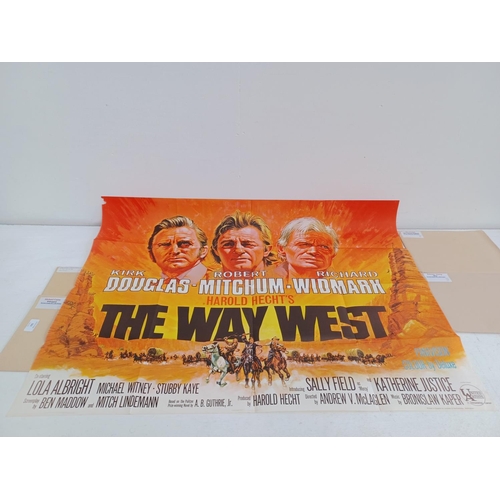 521 - Six folded movie posters, Caravana Des Valientes (Argentine - Wagon Master), The Way West, Kidnapped... 