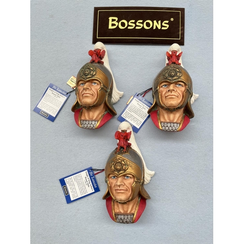 101 - Three boxed Bossons Sir Lancelot hand painted chalkware head wall plaques