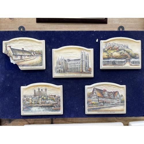 156 - Fourteen Bossons Ivorex hand painted chalkware wall plaques to include Shakespeare's House, St Paul'... 