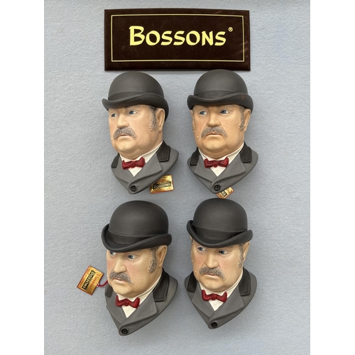157 - Four boxed Bossons Doctor Watson hand painted chalkware head wall plaques