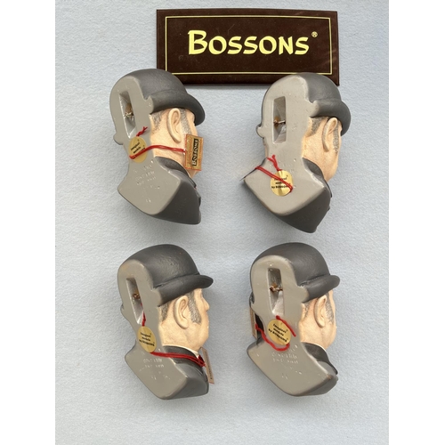 158 - Four boxed Bossons Doctor Watson hand painted chalkware head wall plaques