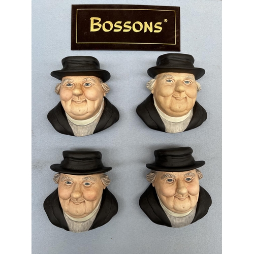 164 - Four boxed Bossons The Parson hand painted chalkware head wall plaques