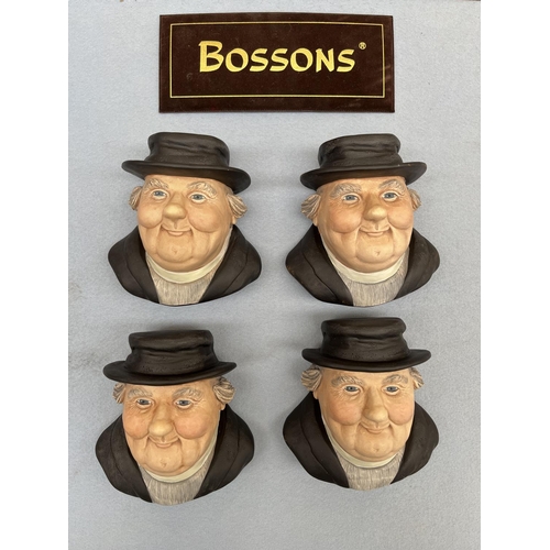 165 - Four boxed Bossons The Parson hand painted chalkware head wall plaques