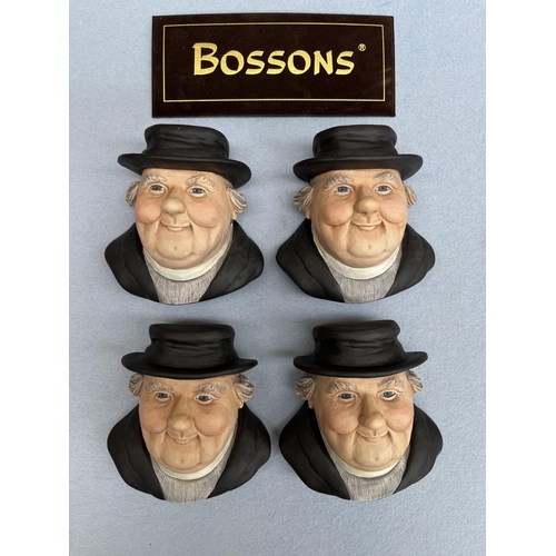 172 - Four boxed Bossons The Parson hand painted chalkware head wall plaques