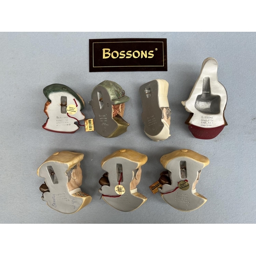 173 - Seven boxed Bossons hand painted chalkware head wall plaques comprising three Golfers, Chef, Rod Roy... 