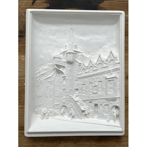56 - Seven boxed Ivorex unpainted chalkware plaques to include Palace of Holyrood House, The Tolbooth Edi... 