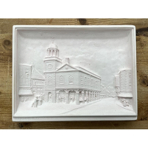 57 - Seven boxed Ivorex unpainted chalkware plaques to include St Andrew's Cathedral, The Prior's Gateway... 