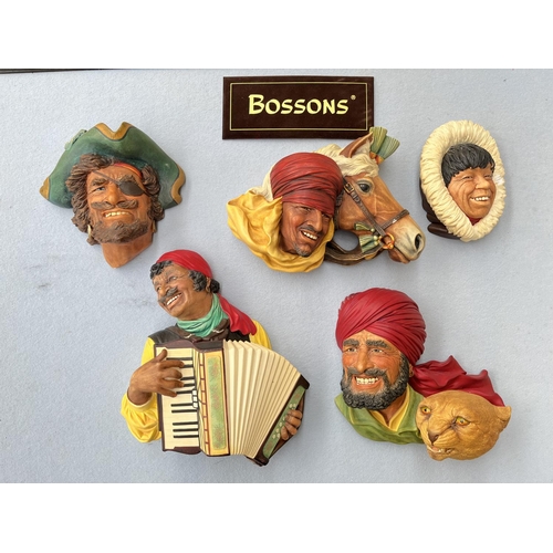 69 - Six Bossons hand painted chalkware head wall plaques to include Sir Henry Morgan, Deccan Hunters, Ch... 