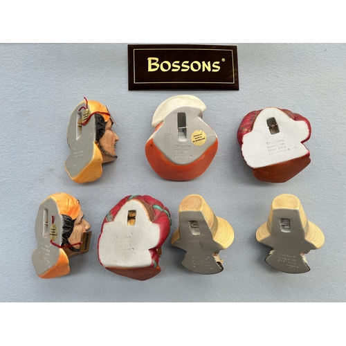 70 - Seven boxed Bossons hand painted chalkware head wall plaques comprising two Sinbad The Sailor, two A... 