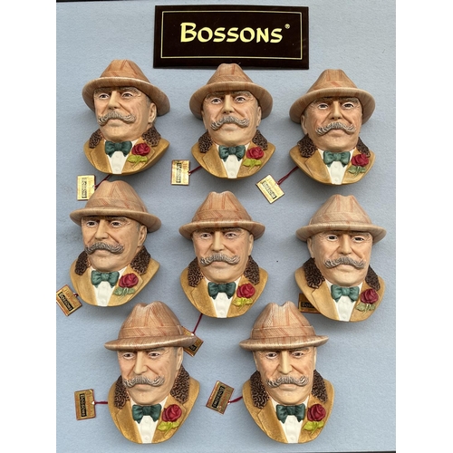 83 - Eight boxed Bossons The Squire hand painted chalkware head wall plaques