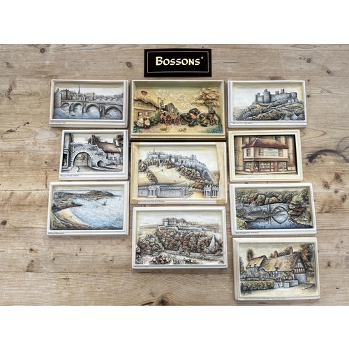 162 - Ten Bossons Ivorex hand painted chalkware wall plaques to include The Old Curiosity Shop, Newport Ar... 