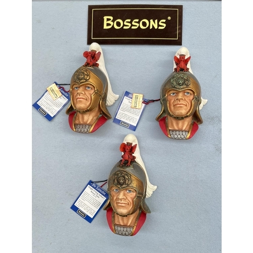 99 - Three boxed Bossons Sir Lancelot hand painted chalkware head wall plaques