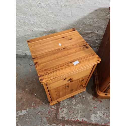 396 - Two modern pine bedside cabinets, one Schreiber three drawer - one approx. 76cm high x 54cm wide x 4... 