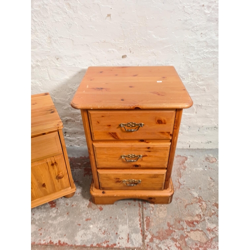 396 - Two modern pine bedside cabinets, one Schreiber three drawer - one approx. 76cm high x 54cm wide x 4... 