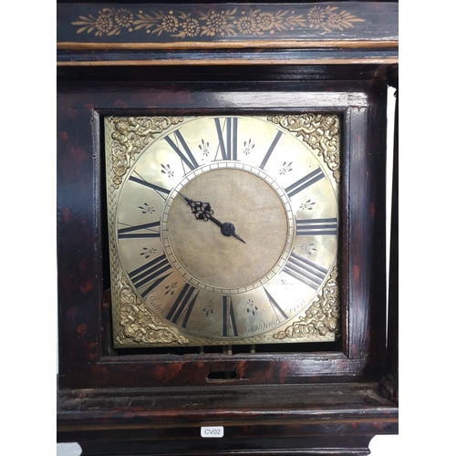 405 - An 18th century John Ingram Spalding Fecit hand painted chinoiserie cased grandfather clock with bra... 