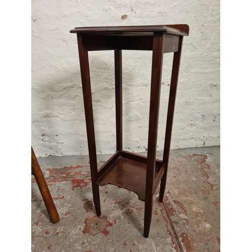 422 - Three pieces of furniture, one early 20th century John Taylor & Son mahogany two tier side table, on... 