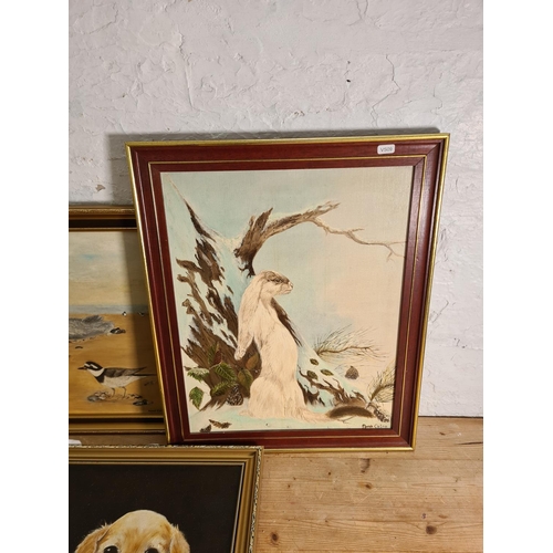 485 - Three 1980s framed Norah Caton oil on boards - largest approx. 59cm high x 48cm wide