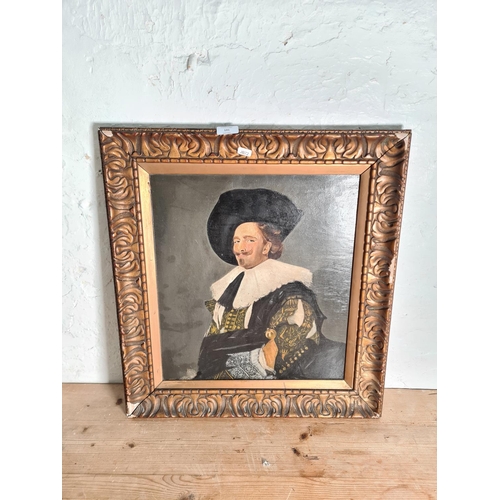 486 - A gilt framed oil on board of The Laughing Cavalier originally painted by Frans Hals - approx. 61cm ... 