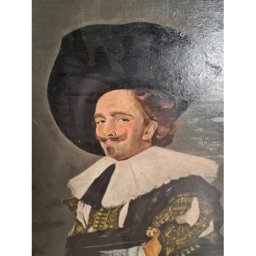 486 - A gilt framed oil on board of The Laughing Cavalier originally painted by Frans Hals - approx. 61cm ... 