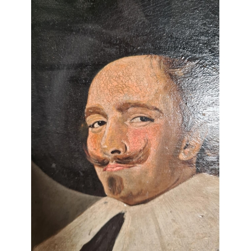 486 - A gilt framed oil on board of The Laughing Cavalier originally painted by Frans Hals - approx. 61cm ... 