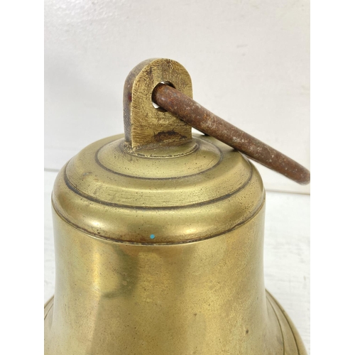 199 - A vintage brass bell - approx. 20cm high x 20cm in diameter