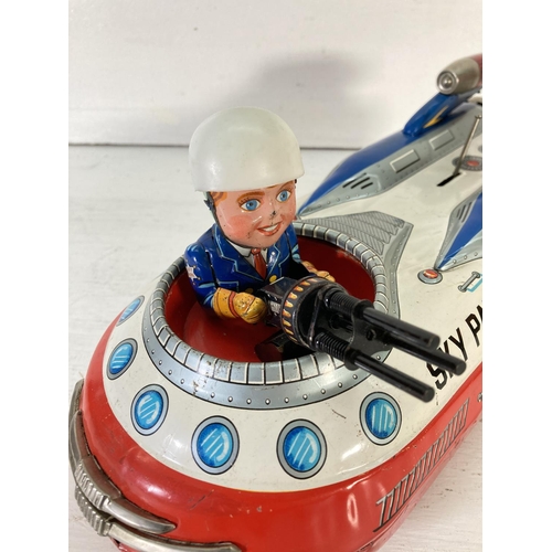 219 - A 1960s Japanese TN Nomura tin plate battery operated Sky Patrol model vehicle - approx. 15cm high x... 