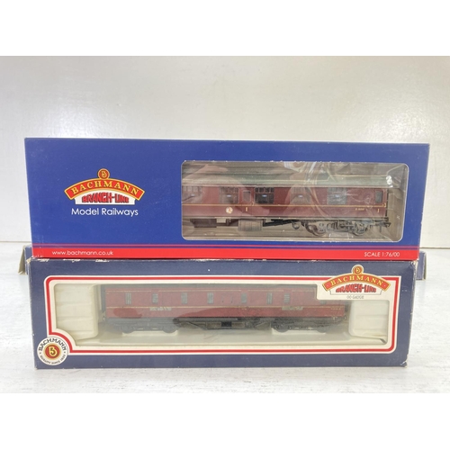 244 - Eight boxed Bachmann Branch-Line OO gauge model railway coaches to include 34-325 50ft parcel van in... 