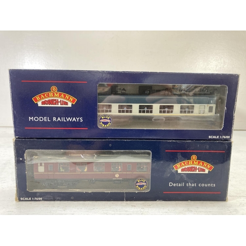 244 - Eight boxed Bachmann Branch-Line OO gauge model railway coaches to include 34-325 50ft parcel van in... 